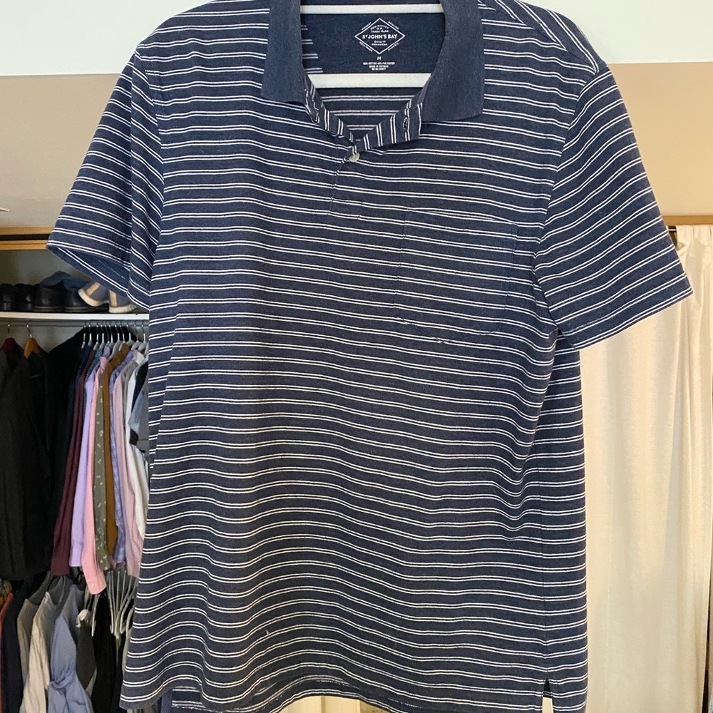 Blue striped polo